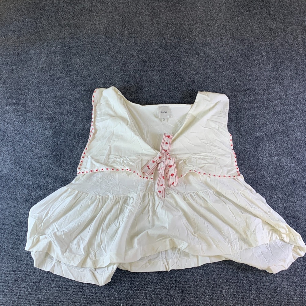 Maeve Anthropologie Top Womens XL White Sleeveless Collared Tie-Front Pullover